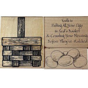 River City Rubber Works Stamps: Basket Faith Quote Eggs Rubber Stamp Bundle